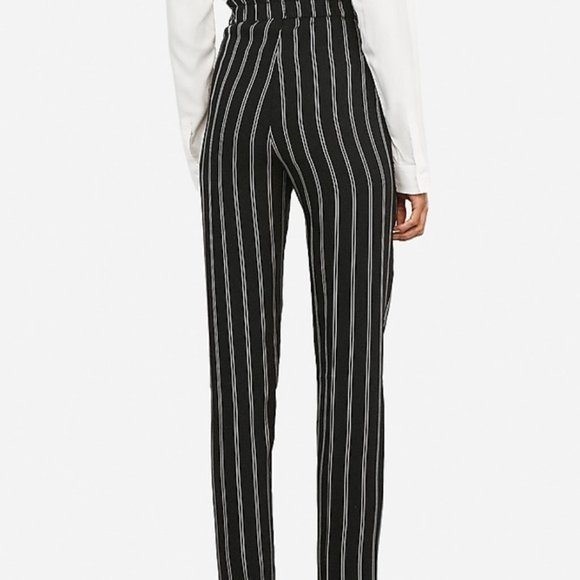 NWT Express High Waisted Striped Ruffle Ankle Pant - Picture 6 of 7